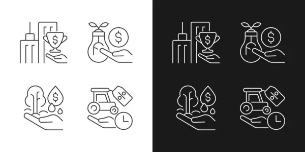 Conjunto Iconos Lineales Subvención Inversión Para Modo Oscuro Claro Apoyo — Vector de stock