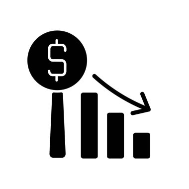 Hollanda açık arttırma simgesi. Düşen fiyatlar. Pazarlık tipi. Saat açık arttırması. Çiçekler için açık arttırma. Hızlı satış. Beyaz uzayda siluet sembolü. Vektör izole illüstrasyonu