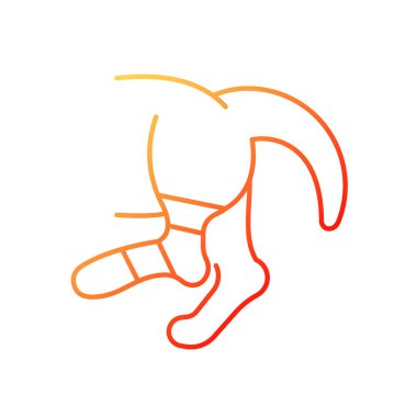 Hayvan burkulma gradyan doğrusal vektör simgesi. Kırık bacaklı bir hayvan. Kalça ve kalçalar gergin. Eklem ve kemik yaralanması. İnce çizgi renk sembolü. Modern tarz pictogram. Vektör izole çizimi