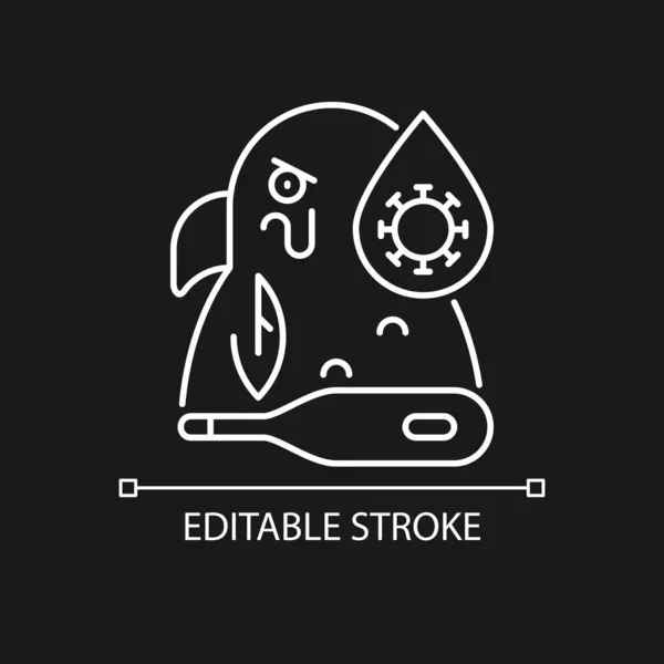 Psittacosis Wit Lineair Pictogram Voor Donkere Thema Papegaaienkoorts Ornithose Zoönotische — Stockvector