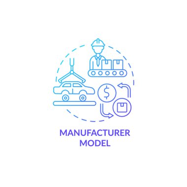 Mavi gradyan konsept ikonu üretiliyor. Fabrika otomobil üretimi. Ürün dağıtımı. İş modeli soyut fikir ince çizgi çizimi. Vektör izole edilmiş dış çizgi renk çizimi