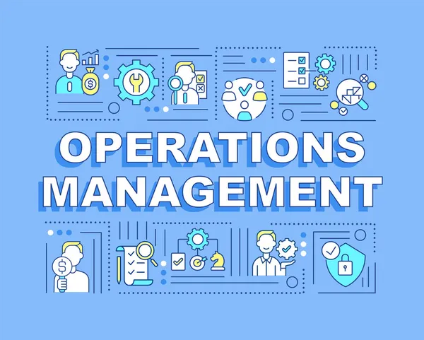 Operations Management Woord Concepten Banner Monitoring Van Productie Infographics Met — Stockvector