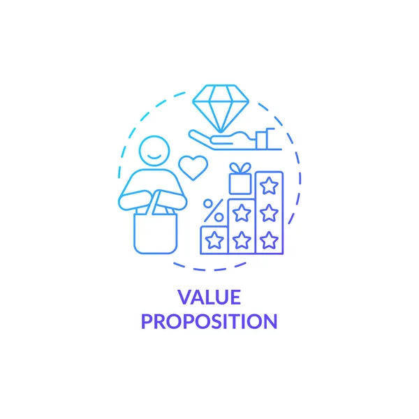 Proposition Valeur Icône Concept Dégradé Bleu Qualité Produit Promis Par — Image vectorielle