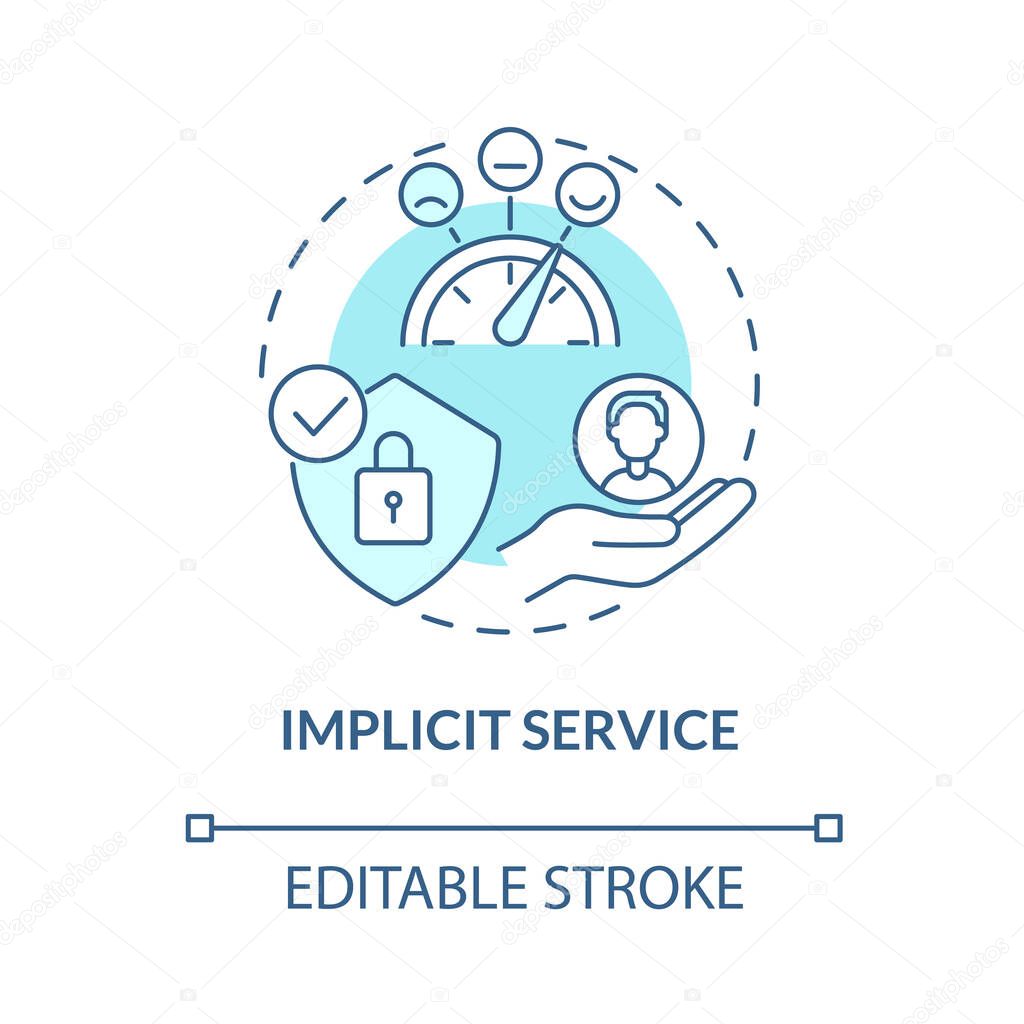 Implicit service blue concept icon. Product quality and customer satisfaction. Operations management abstract idea thin line illustration. Vector isolated outline color drawing. Editable stroke