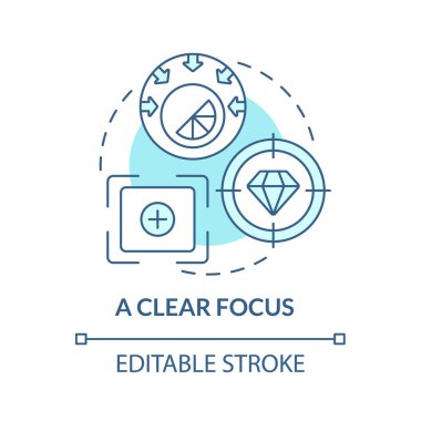 Açık mavi konsept ikonu. Pazarlama hedefi. Verimli strateji. Üretken yönetim. Marka planlama soyut fikir ince çizgi çizimi. Vektör izole edilmiş dış hat renk çizimi. Düzenlenebilir vuruş