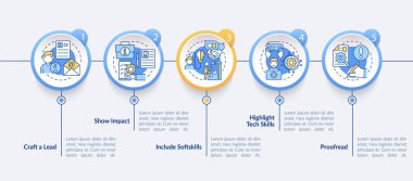 CV vektör bilgi şablonu yazılıyor. İş pozisyonu sunum tasarım unsurları için başvuru yap. Veri görselleştirmesi 5 adımda. İşlem zaman çizelgesi bilgi şeması. Satır simgeleriyle çalışma akışı düzeni