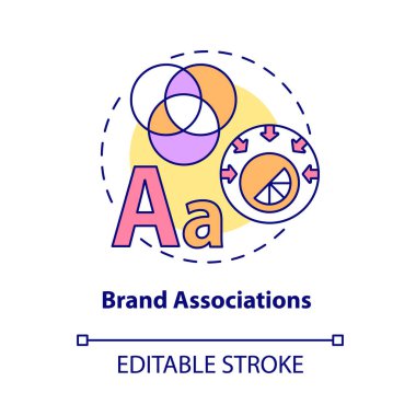 Marka ortaklığı konsepti ikonu. Müşteri deneyimleriyle bağlantı. Strateji yararına. Marka planlama soyut fikir ince çizgi çizimi. Vektör izole edilmiş dış hat renk çizimi. Düzenlenebilir vuruş