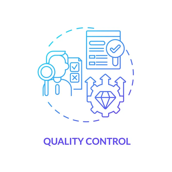Control Calidad Icono Concepto Gradiente Azul Monitoreo Producción Inspección Mercancías — Vector de stock