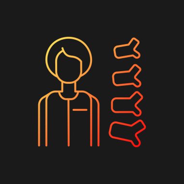 Karanlık tema için ortopedik doktor gradyan vektör ikonu. Ortopedik cerrah. Omurga hastalıkları tedavisi. İnce çizgi renk sembolü. Modern tarz pictogram. Vektör izole çizimi