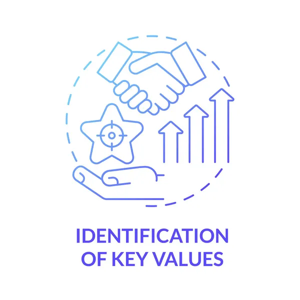 Valeurs Clés Identification Bleu Dégradé Concept Icône Développement Des Affaires — Image vectorielle