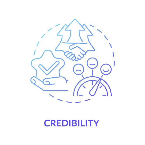 Credibilidad Icono Concepto Gradiente Azul Fiabilidad Empresarial Integridad Compañía Confianza — Vector de stock