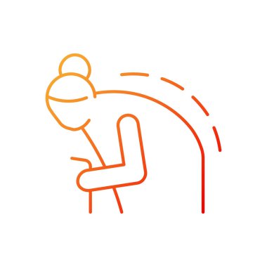 Kyphosis gradient lineer vektör simgesi. Roundback. Anormal üst omurga eğriliği. Sırt sorunu olan yaşlı biri. İnce çizgi renk sembolü. Modern tarz pictogram. Vektör izole çizimi