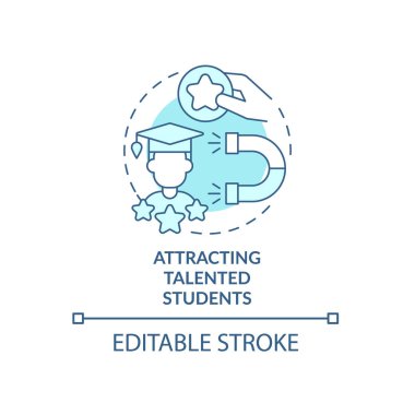 Yetenekli öğrencilerin konsept ikonu işe alınıyor. Üniversite ve şirket ortaklığı. Mezunları işe almak soyut fikir ince çizgili resimlerdir. Vektör izole edilmiş dış hat renk çizimi. Düzenlenebilir vuruş