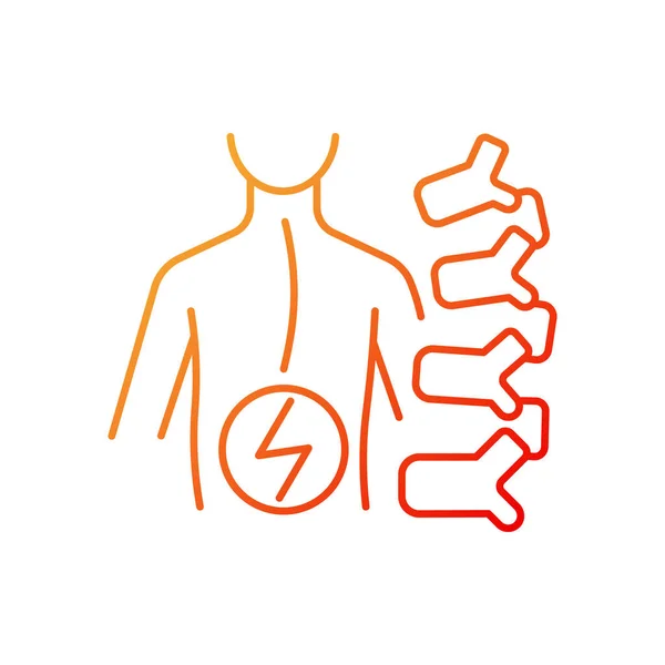 退化的スコリオシス勾配線型ベクトルアイコン 成人の発症大腸炎 捻挫曲率 脊髄障害 細い線の色のシンボル 現代風ピクトグラム ベクトル絶縁外形図面 — ストックベクタ