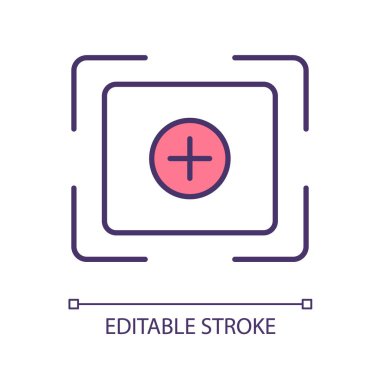 Marka odaklı RGB renk simgesi. Pazarlama stratejisi için net bir hedef belirleniyor. Hizmet ve ürün hedefi, hedef pazarlama. İzole vektör çizimi. Basit bir çizgi çizimi. Düzenlenebilir vuruş