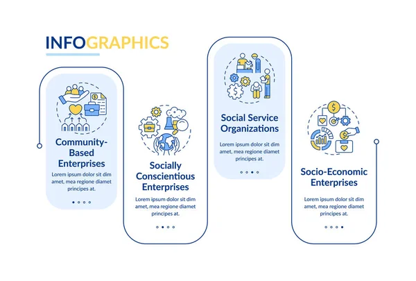 Empresas Sociais Focam Modelo Infográfico Vetorial Elementos Design Esboço Apresentação —  Vetores de Stock