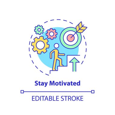 Motive edilmiş konsept simgesi olarak kal. Sosyal girişimciliğe başlamak soyut fikir ince çizgi çizimi. İlham ve iyimserlik. Hedeflerinize ulaşın. Vektör izole edilmiş dış hat renk çizimi. Düzenlenebilir vuruş