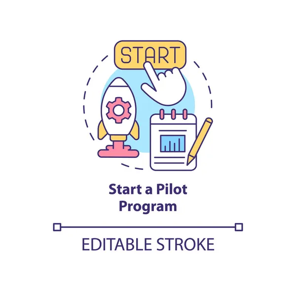 Starta Pilot Program Koncept Ikon Testa Teknik Starta Ett Korttidsprojekt — Stock vektor