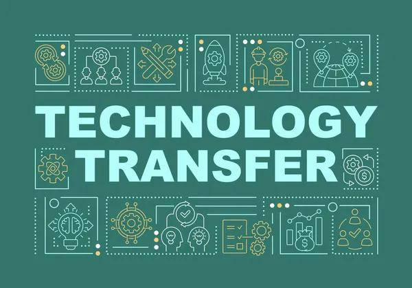 Baner Pojęć Rozpowszechniania Technologii Dzielenie Się Innowacjami Infografika Liniowymi Ikonami — Wektor stockowy