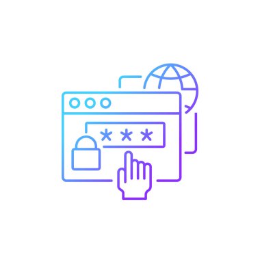 Dijital temel becerileri gradyan doğrusal vektör simgesi. Temel bilişim becerilerini kazanmak. Şifreleri güvende tutmak. İnce çizgi renk sembolü. Modern tarz pictogram. Vektör izole çizimi