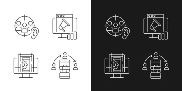 Gaining Digital Proficiency Linear Icons Set Dark Light Mode Active — Stock Vector