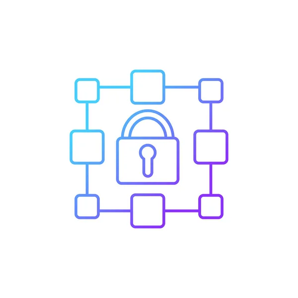 Icône Vectorielle Linéaire Gradient Blockchain Stockage Blocs Données Cryptés Enregistrement — Image vectorielle