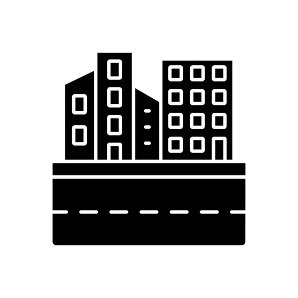Terra Urbana Ícone Glifo Negro Cidades Cidades Habitação Área Industrial — Vetor de Stock