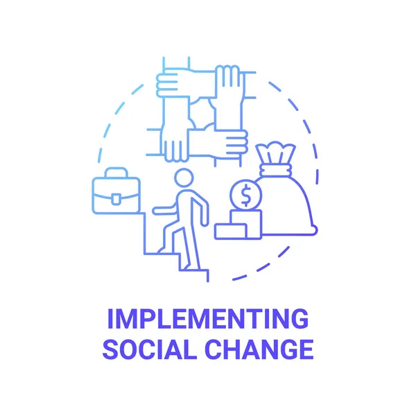 Implementando Icono Concepto Gradiente Azul Cambio Social Idea Abstracta Emprendimiento — Vector de stock