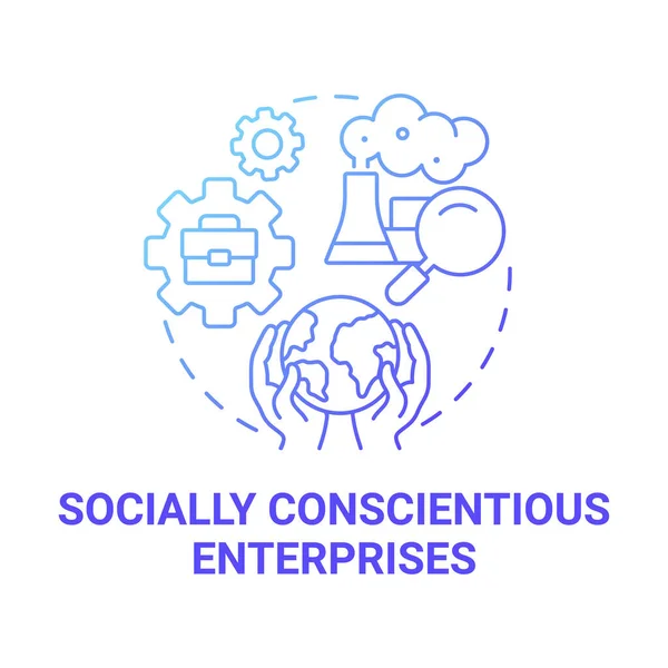 Socialmente Consciente Las Empresas Azul Gradiente Icono Concepto Empresario Social — Vector de stock
