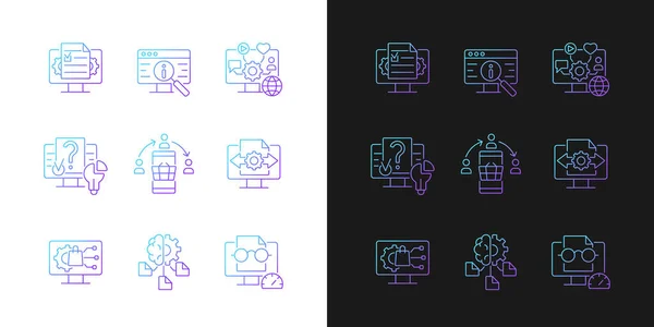 Digital Literacy Skills Gradient Icons Set Dark Light Mode Manage — Stock Vector