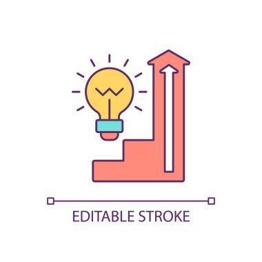 İş fikri RGB renk simgesi. Fırlatma şirketi. Yenilikçi başlangıç projesi. Organizasyon büyümesi. Fon toplama stratejisi. İzole vektör çizimi. Basit bir çizgi çizimi. Düzenlenebilir vuruş