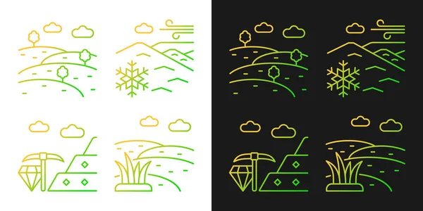 Icônes Dégradé Diversité Des Terres Réglées Pour Mode Sombre Clair — Image vectorielle