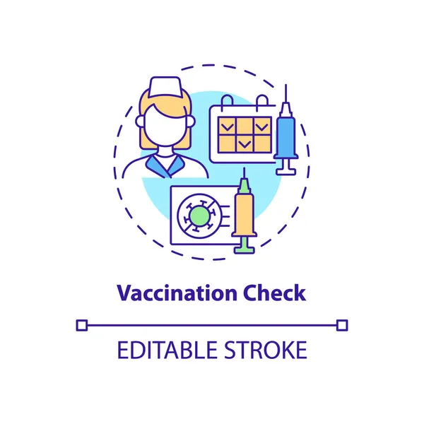 Ikona Koncepce Kontroly Vakcinace Roční Kontrola Abstraktní Nápad Tenké Čáry — Stockový vektor