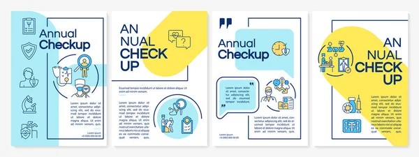 Modelo Brochura Anual Check Azul Amarelo Exame Médico Folheto Brochura —  Vetores de Stock