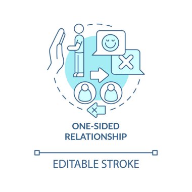 Karşılıklı ilişki konsepti olmayan ilişkiler. İletişim sorunları. Egoist ortak. Karşılıklılık ince çizgi çiziminde soyut bir fikir eksikliği. Vektör izole edilmiş dış hat renk çizimi. Düzenlenebilir vuruş