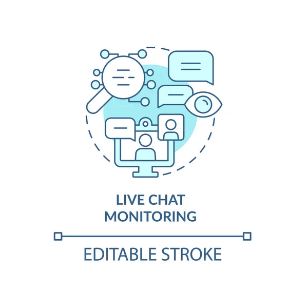 Live Chat Monitoring Blue Concept Icon Sledování Komunikace Pracovního Týmu — Stockový vektor