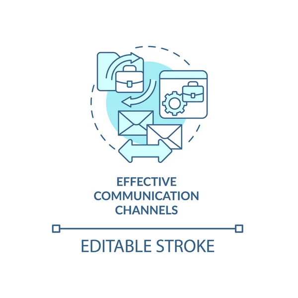 Efektivní Komunikační Kanály Modrý Koncept Ikony Interakce Pracovním Týmu Monitorování — Stockový vektor