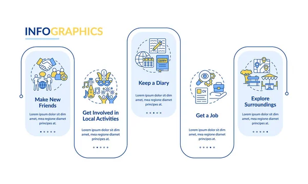 Adaptation Modèle Infographie Vectorielle Vivant Étranger Présentation Esquisse Les Éléments — Image vectorielle