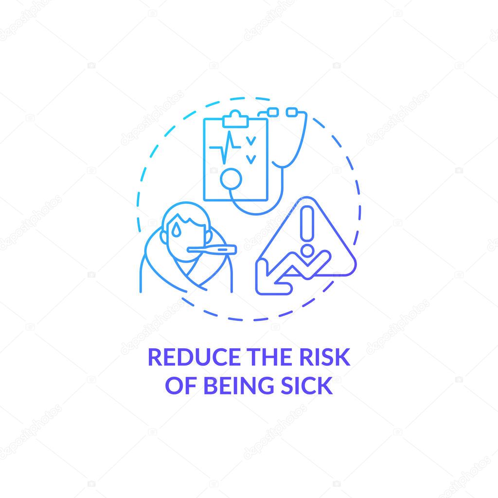 Reduce risk of being sick blue gradient concept icon. Annual checkup abstract idea thin line illustration. Regular examination and testing. Healthcare. Vector isolated outline color drawing