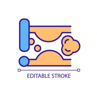 Kan pıhtılaşması riski faktörü RGB renk simgesi. Derin ven trombozu. Kan pıhtısı oluşuyor. Tehlikeli bir tıbbi durum. İzole vektör çizimi. Basit bir çizgi çizimi. Düzenlenebilir vuruş