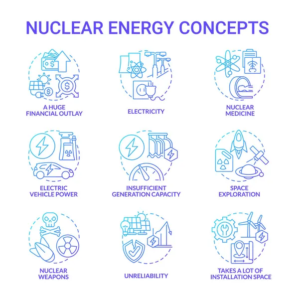 Blaue Gradientenkonzepte Für Die Kernenergie Gesetzt Innovative Idee Der Nukleartechnologie — Stockvektor