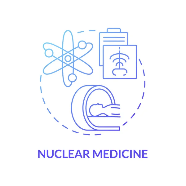 核医学青勾配の概念のアイコン 原子力エネルギー使用の抽象的なアイデア細い線図 臓器の写真を作る 病気の治療だ ベクトル絶縁外形カラー図面 — ストックベクタ