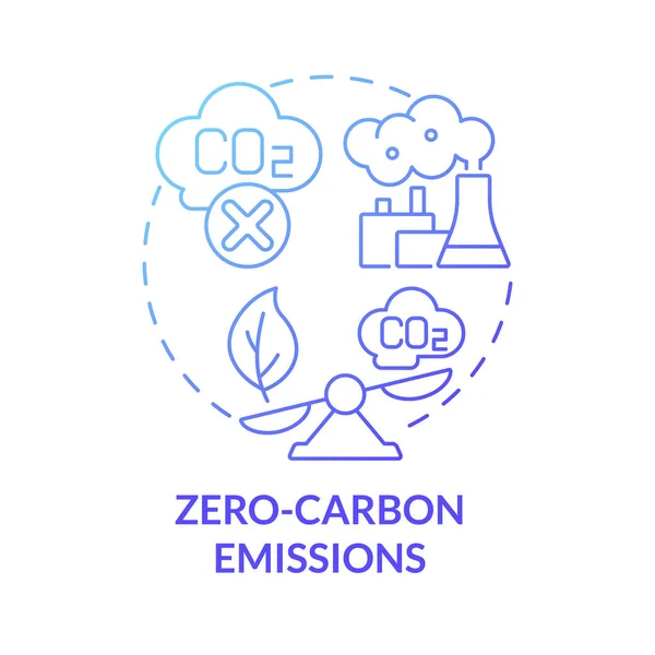 Zero Carbon Emissie Blauw Gradiënt Concept Icoon Nucleair Energievoordeel Abstract — Stockvector
