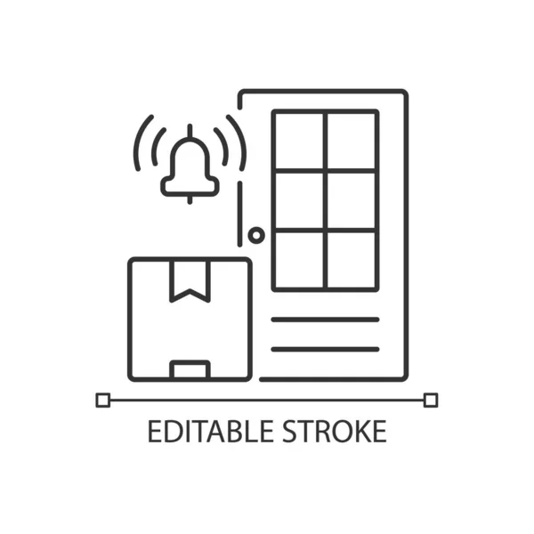 Icono Lineal Servicio Envío Puerta Puerta Entrega Bienes Ubicación Del — Vector de stock