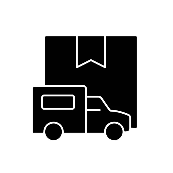 Truckload Internacional Transporte Serviço Cliente Ícone Glifo Preto Entregar Cargas — Vetor de Stock