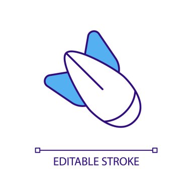 Savaş başlığı RGB renk simgesi. Atom bombası. Nükleer silahlar. Atom bombası. Yıkıcı ve patlayıcı bir cihaz. İzole vektör çizimi. Basit bir çizgi çizimi. Düzenlenebilir vuruş