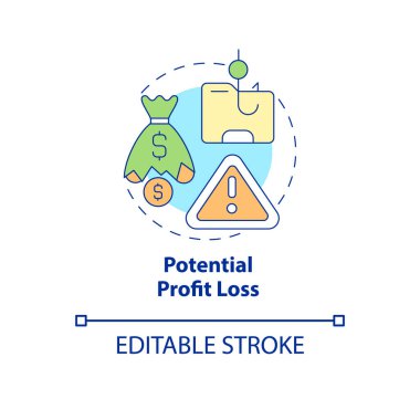 Potansiyel kar kaybı konsepti ikonu. Çevrimiçi korsanlık dezavantajı soyut fikir ince çizgi çizimi. Gelir kaybı. Ekonomik hasar. Vektör izole edilmiş dış hat renk çizimi. Düzenlenebilir vuruş