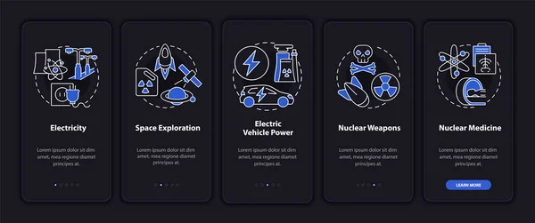 Nucleair Energiegebruik Onboarding Mobiele App Pagina Scherm Nucleaire Geneeskunde Walkthrough — Stockvector