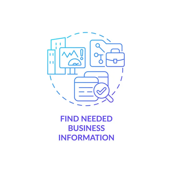 Encontre Informações Comerciais Necessárias Ícone Conceito Gradiente Azul Pesquisa Dados —  Vetores de Stock