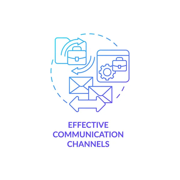Hatékony Kommunikációs Csatornák Kék Gradiens Koncepció Ikon Kölcsönhatás Csapatban Alkalmazottak — Stock Vector